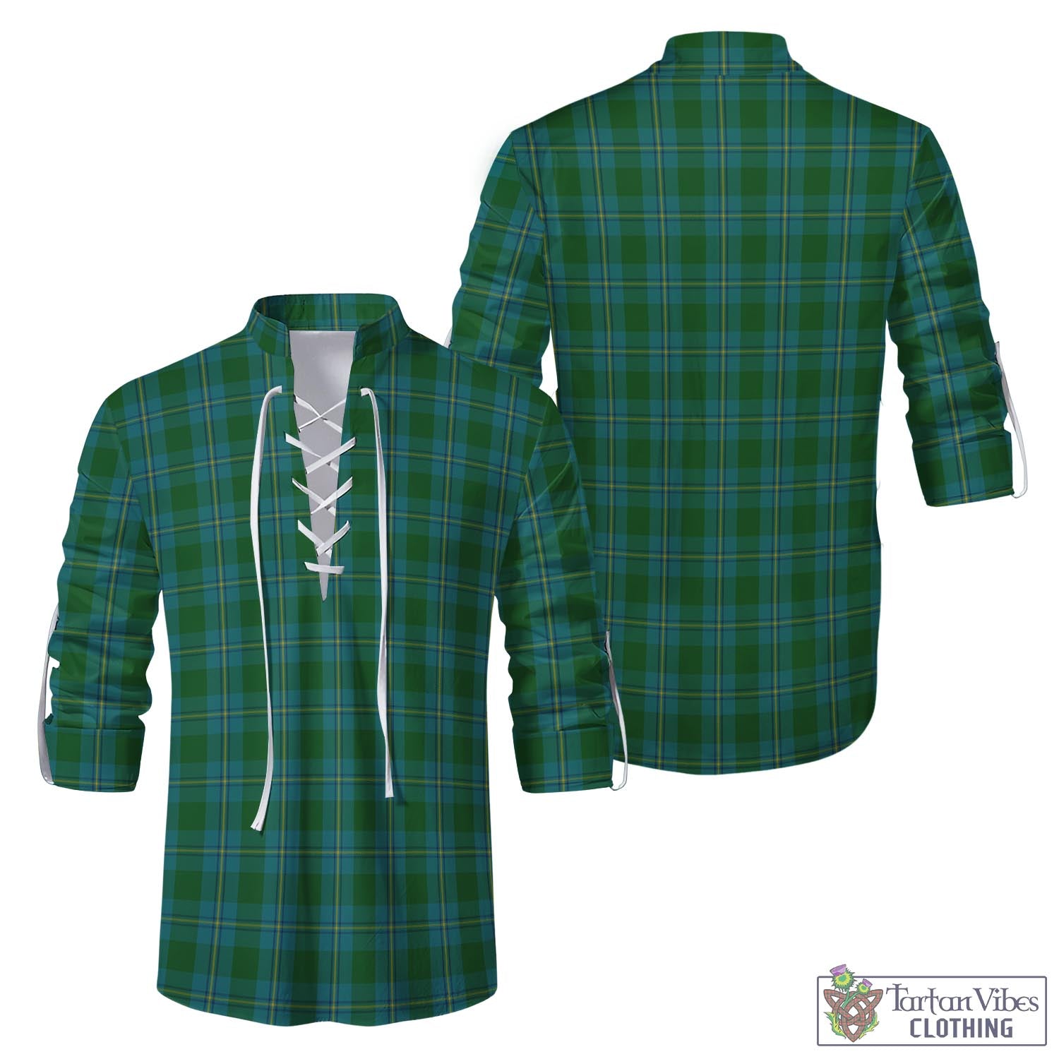 Tartan Vibes Clothing Irvine of Bonshaw Tartan Men's Scottish Traditional Jacobite Ghillie Kilt Shirt