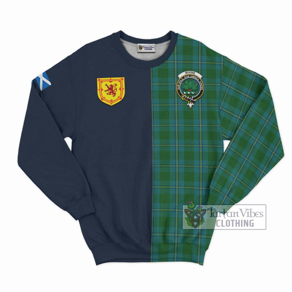 Tartan Vibes Clothing Irvine of Bonshaw Tartan Sweatshirt with Scottish Lion Royal Arm Half Style