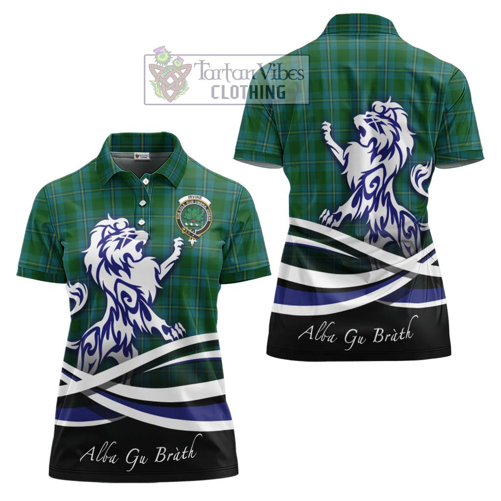 Irvine of Bonshaw Tartan Women's Polo Shirt with Alba Gu Brath Regal Lion Emblem Women - Tartanvibesclothing Shop