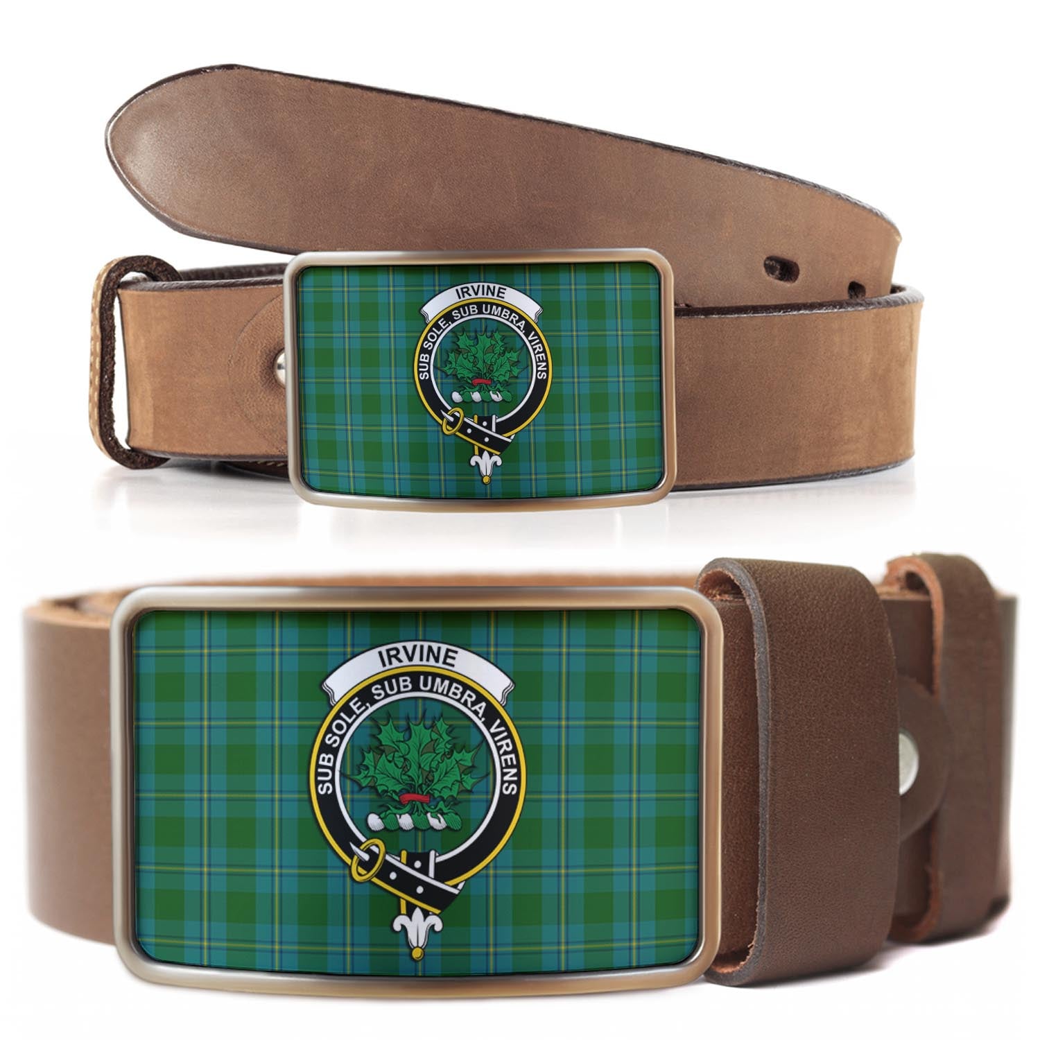 Irvine of Bonshaw Tartan Belt Buckles with Family Crest - Tartan Vibes Clothing