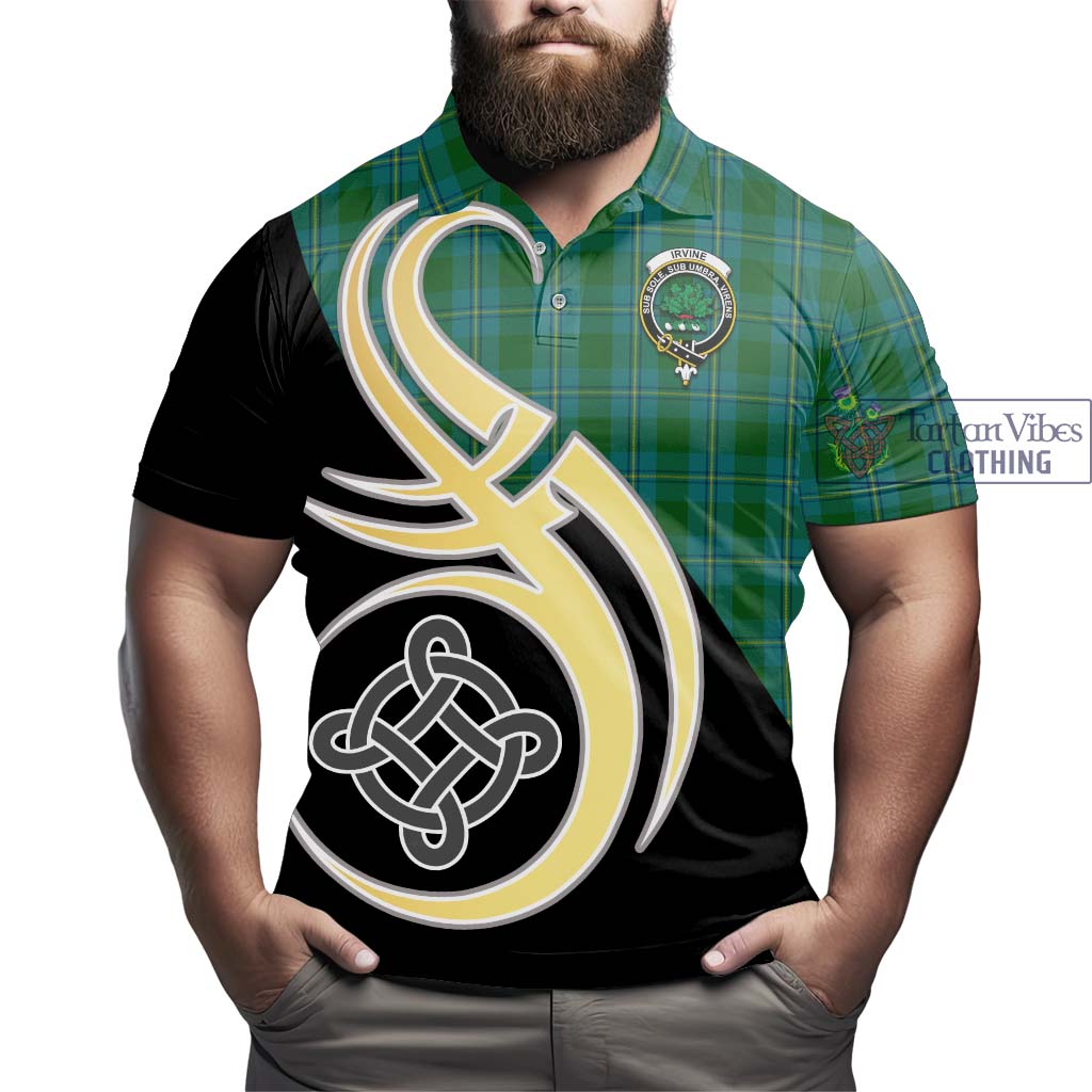 Irvine of Bonshaw Tartan Polo Shirt with Family Crest and Celtic Symbol Style - Tartan Vibes Clothing