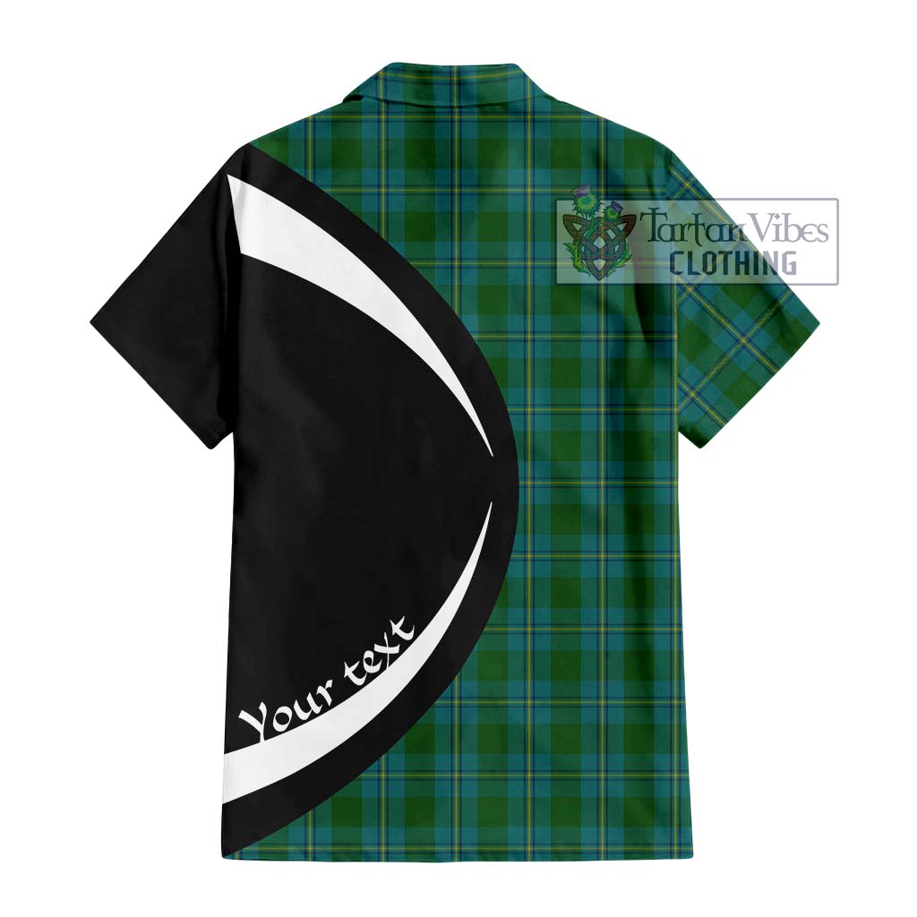 Irvine of Bonshaw Tartan Short Sleeve Button Up with Family Crest Circle Style - Tartan Vibes Clothing