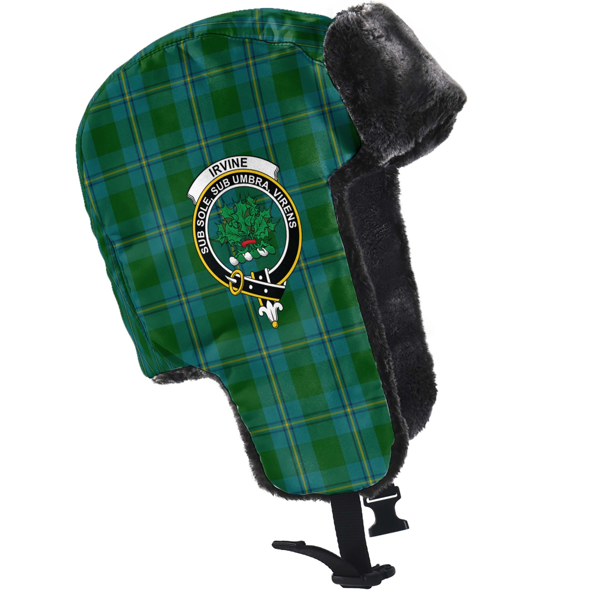 Irvine of Bonshaw Tartan Winter Trapper Hat with Family Crest - Tartanvibesclothing