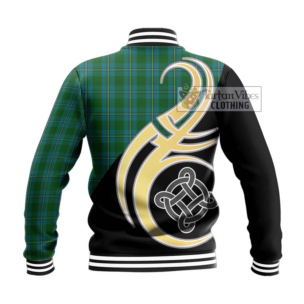 Irvine of Bonshaw Tartan Baseball Jacket with Family Crest and Celtic Symbol Style - Tartan Vibes Clothing