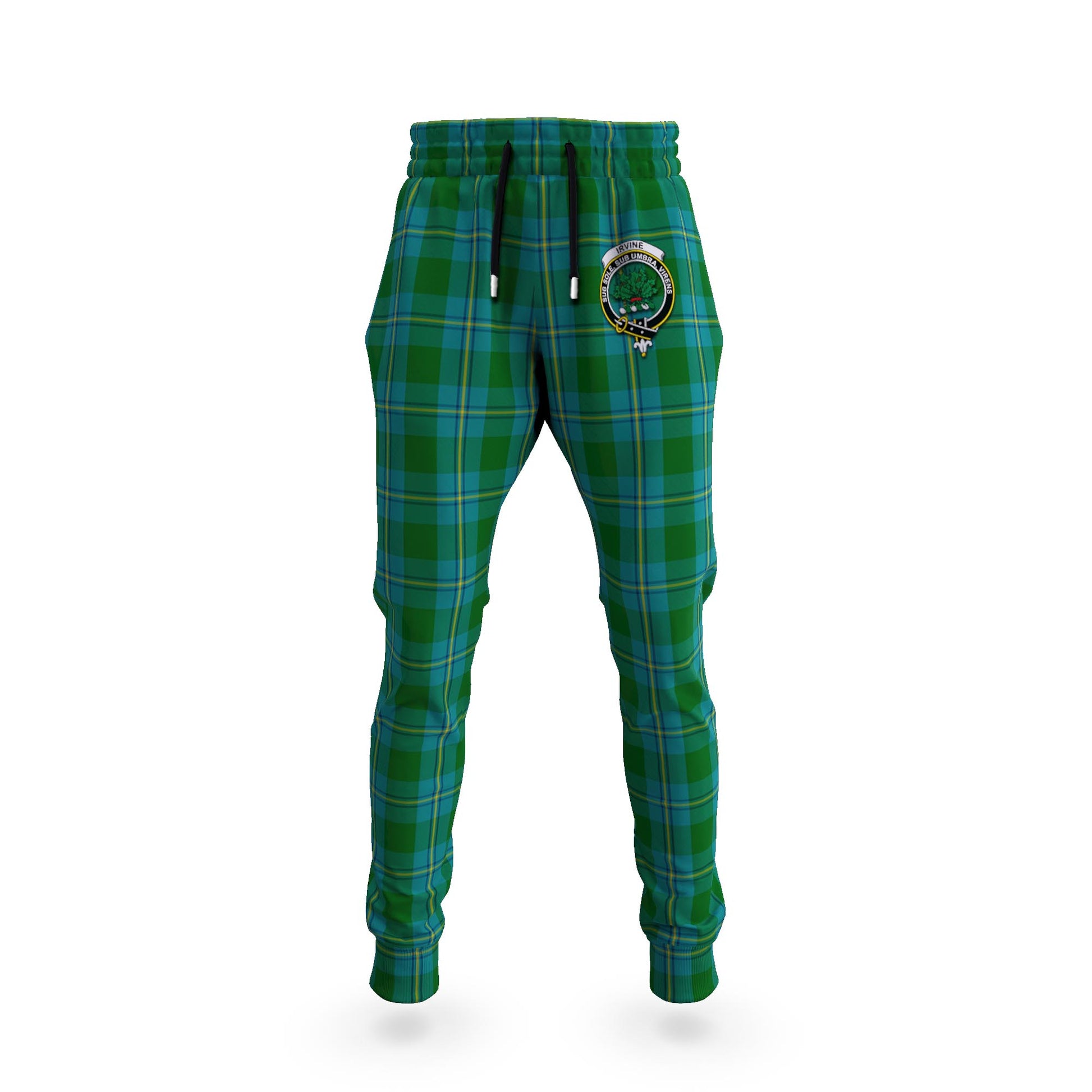 Irvine of Bonshaw Tartan Joggers Pants with Family Crest 5XL - Tartan Vibes Clothing