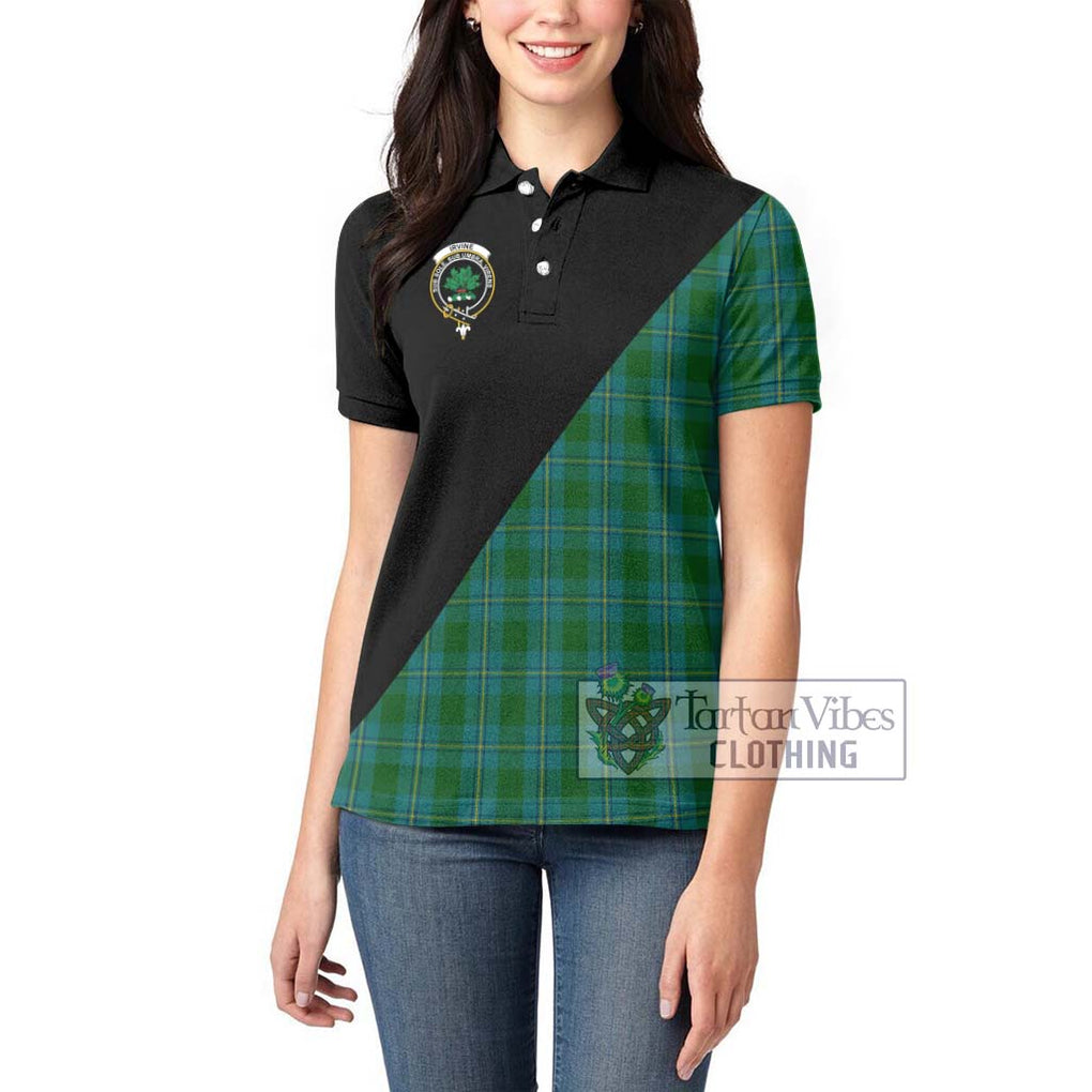 Irvine of Bonshaw Tartan Women's Polo Shirt with Family Crest and Military Logo Style - Tartanvibesclothing Shop