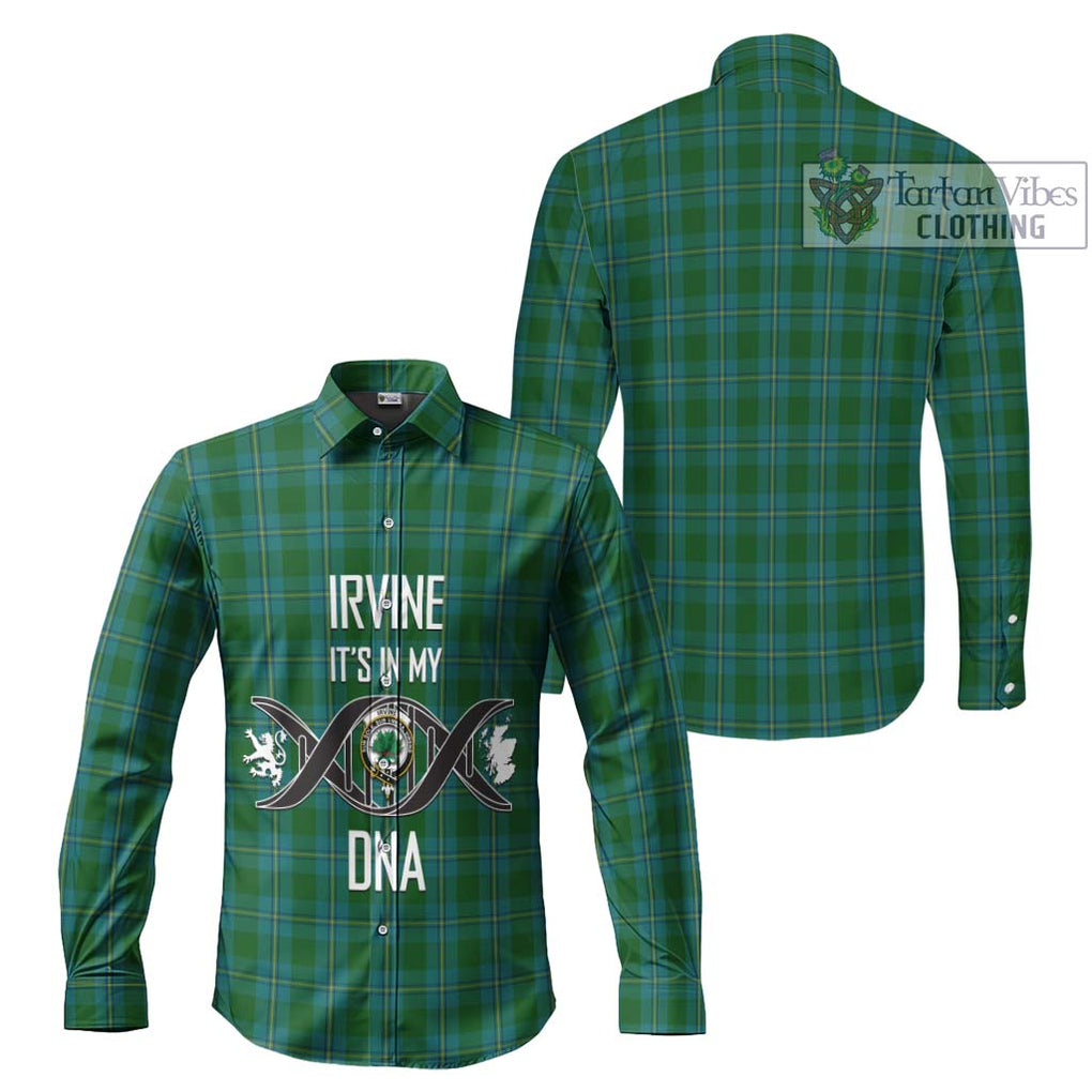 Irvine of Bonshaw Tartan Long Sleeve Button Shirt with Family Crest DNA In Me Style Men's Shirt - Tartanvibesclothing Shop