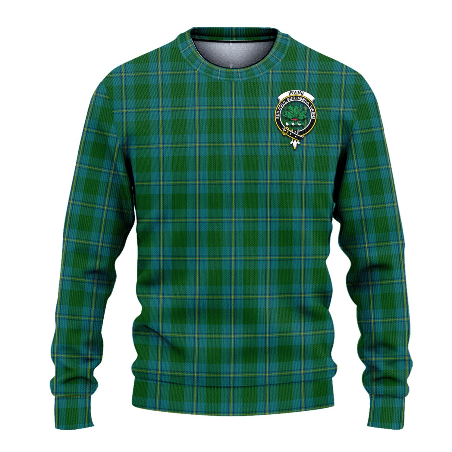 Irvine of Bonshaw Tartan Knitted Sweater with Family Crest - Tartanvibesclothing