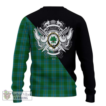 Irvine of Bonshaw Tartan Ugly Sweater with Family Crest and Military Logo Style