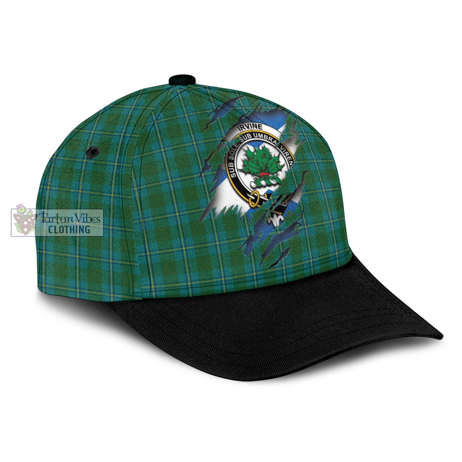 Tartan Vibes Clothing Irvine of Bonshaw Tartan Classic Cap with Family Crest In Me Style