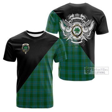 Irvine of Bonshaw Tartan Cotton T-shirt with Family Crest and Military Logo Style