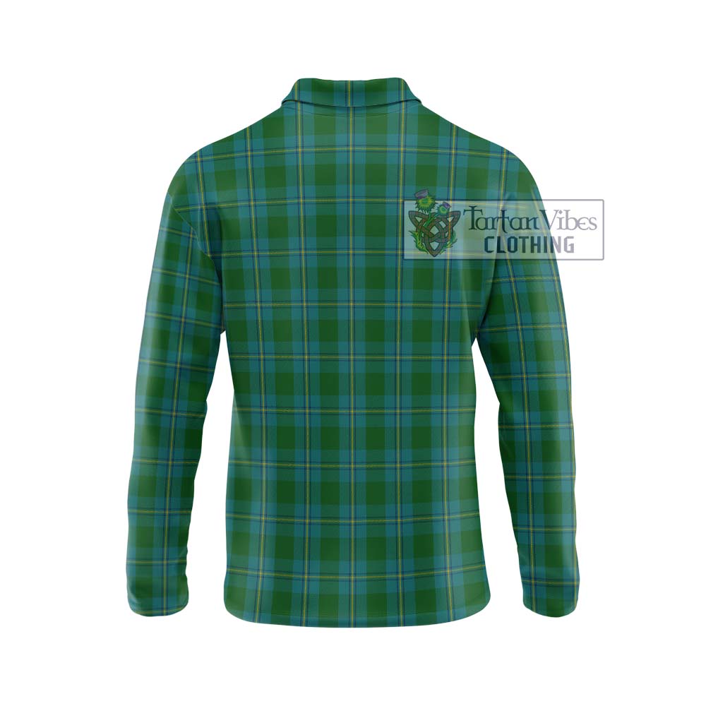 Irvine of Bonshaw Tartan Long Sleeve Polo Shirt with Family Crest DNA In Me Style - Tartanvibesclothing Shop