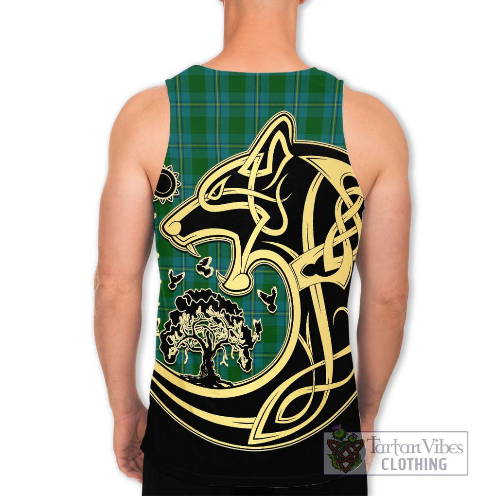 Irvine of Bonshaw Tartan Men's Tank Top with Family Crest Celtic Wolf Style - Tartan Vibes Clothing