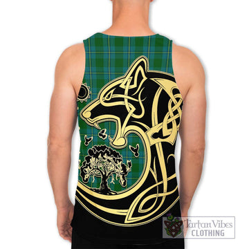 Irvine of Bonshaw Tartan Men's Tank Top with Family Crest Celtic Wolf Style