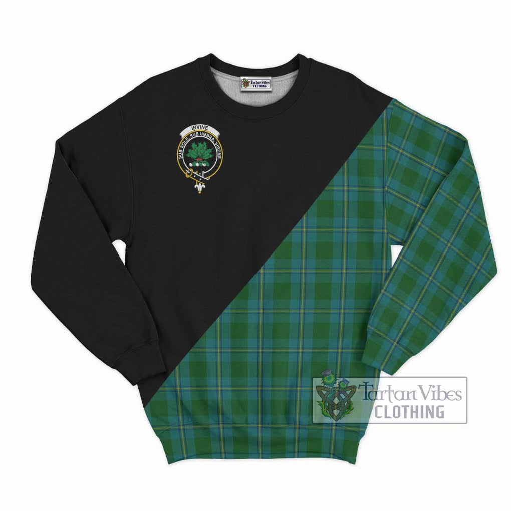 Irvine of Bonshaw Tartan Sweatshirt with Family Crest and Military Logo Style - Tartanvibesclothing Shop