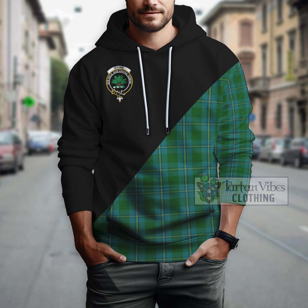 Tartan Vibes Clothing Irvine of Bonshaw Tartan Hoodie with Family Crest and Military Logo Style