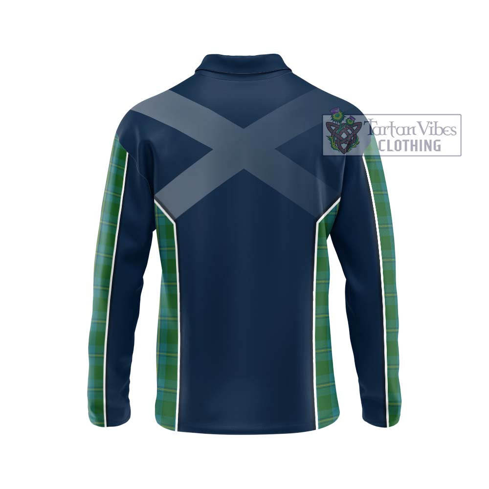 Irvine of Bonshaw Tartan Long Sleeve Polo Shirt with Family Crest and Lion Rampant Vibes Sport Style - Tartan Vibes Clothing