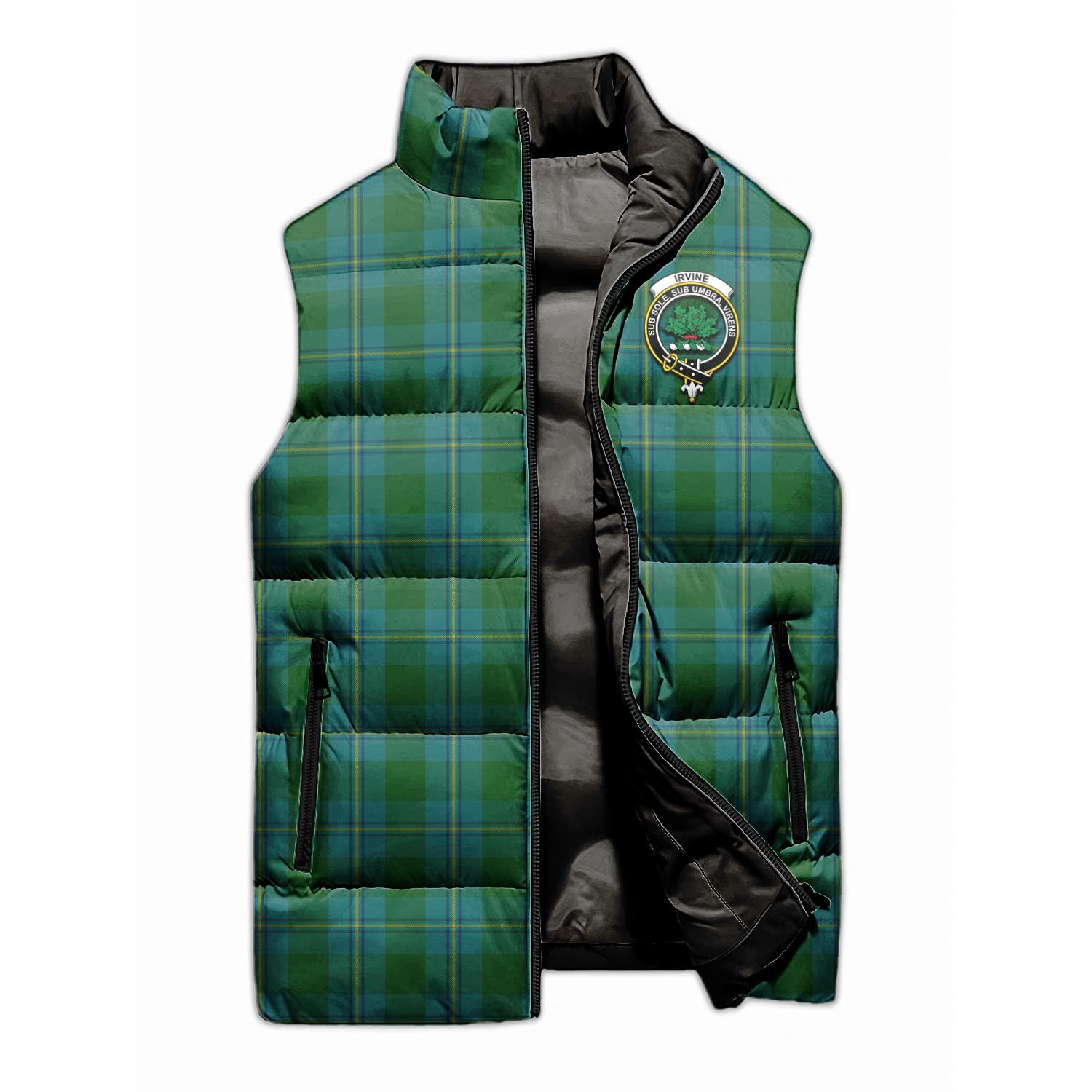 Irvine of Bonshaw Tartan Sleeveless Puffer Jacket with Family Crest - Tartanvibesclothing