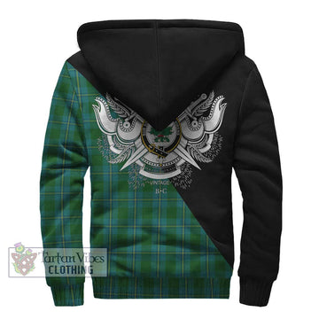 Irvine of Bonshaw Tartan Sherpa Hoodie with Family Crest and Military Logo Style