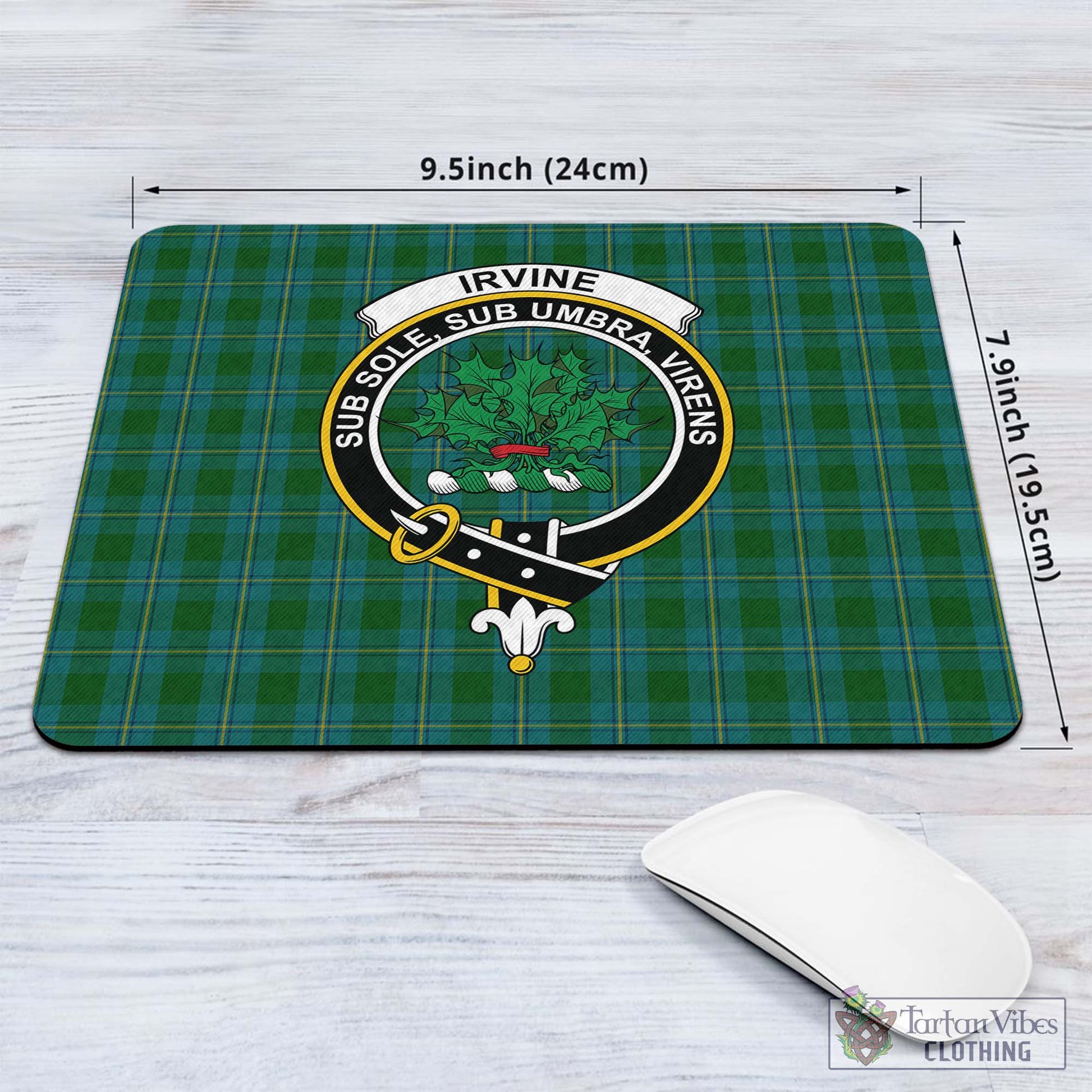 Tartan Vibes Clothing Irvine of Bonshaw Tartan Mouse Pad with Family Crest