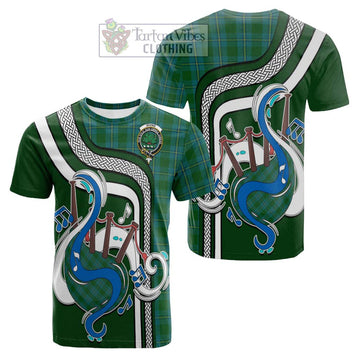 Irvine of Bonshaw Tartan Cotton T-shirt with Epic Bagpipe Style