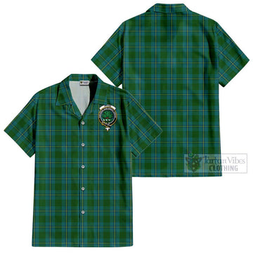 Irvine of Bonshaw Tartan Cotton Hawaiian Shirt with Family Crest