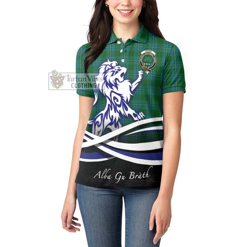 Irvine of Bonshaw Tartan Women's Polo Shirt with Alba Gu Brath Regal Lion Emblem - Tartanvibesclothing Shop