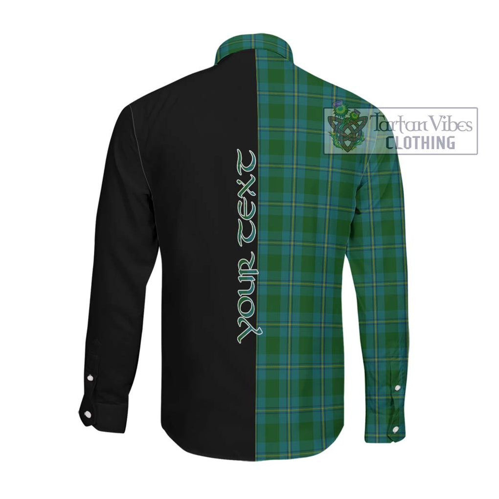 Irvine of Bonshaw Tartan Long Sleeve Button Shirt with Family Crest and Half Of Me Style Men's Shirt - Tartanvibesclothing Shop