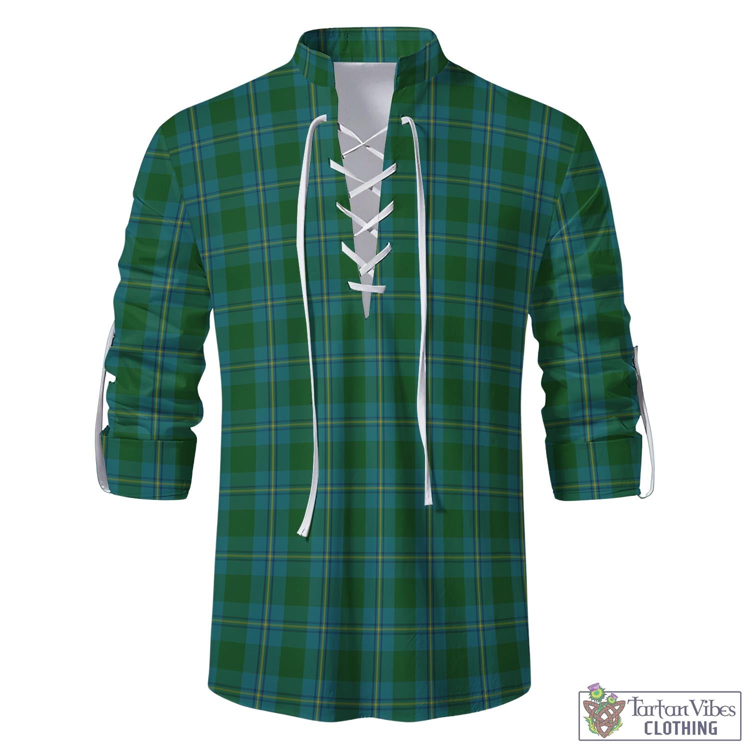 Tartan Vibes Clothing Irvine of Bonshaw Tartan Men's Scottish Traditional Jacobite Ghillie Kilt Shirt