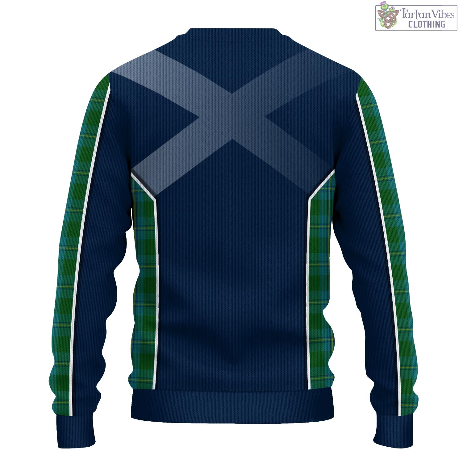 Tartan Vibes Clothing Irvine of Bonshaw Tartan Knitted Sweatshirt with Family Crest and Scottish Thistle Vibes Sport Style