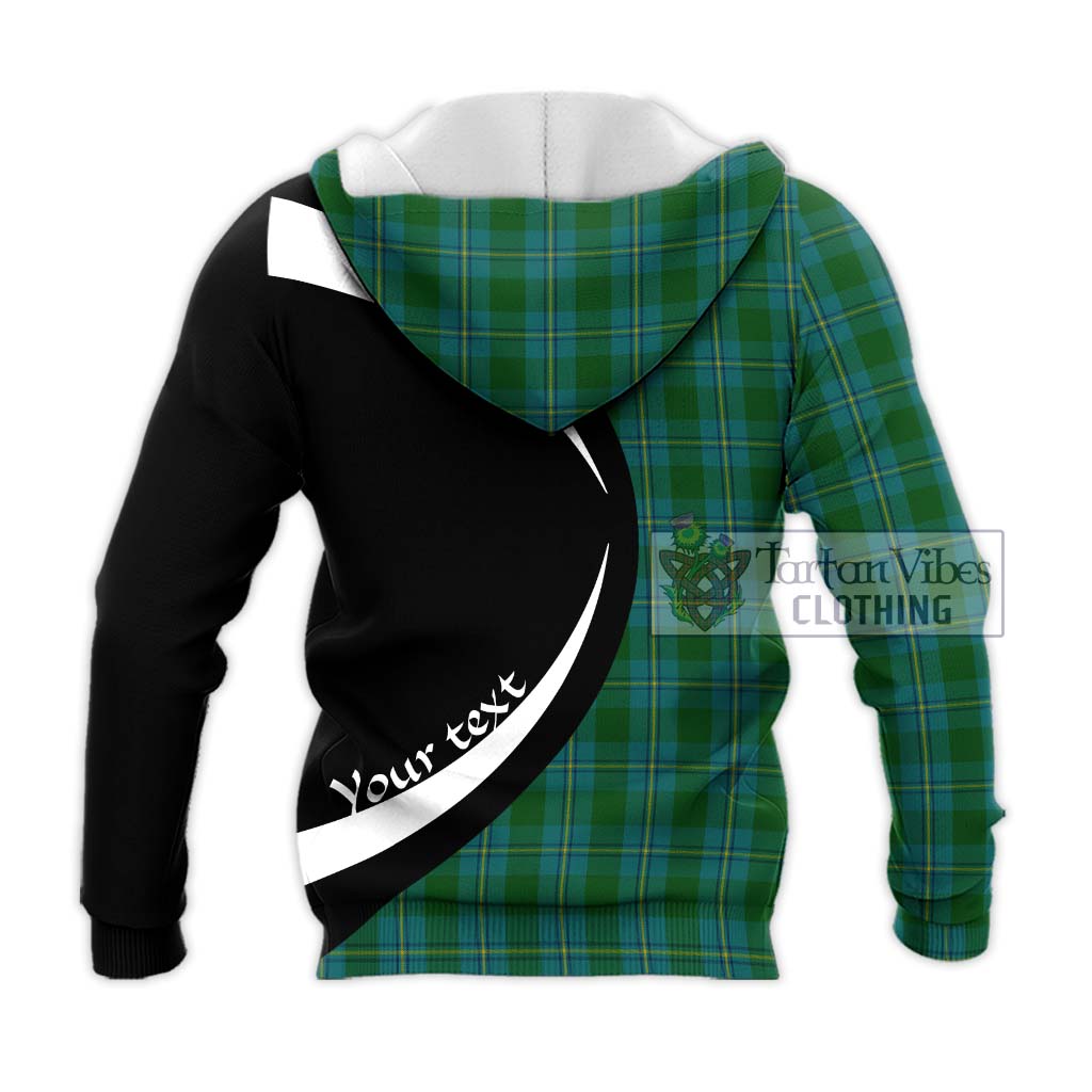 Irvine of Bonshaw Tartan Knitted Hoodie with Family Crest Circle Style - Tartan Vibes Clothing