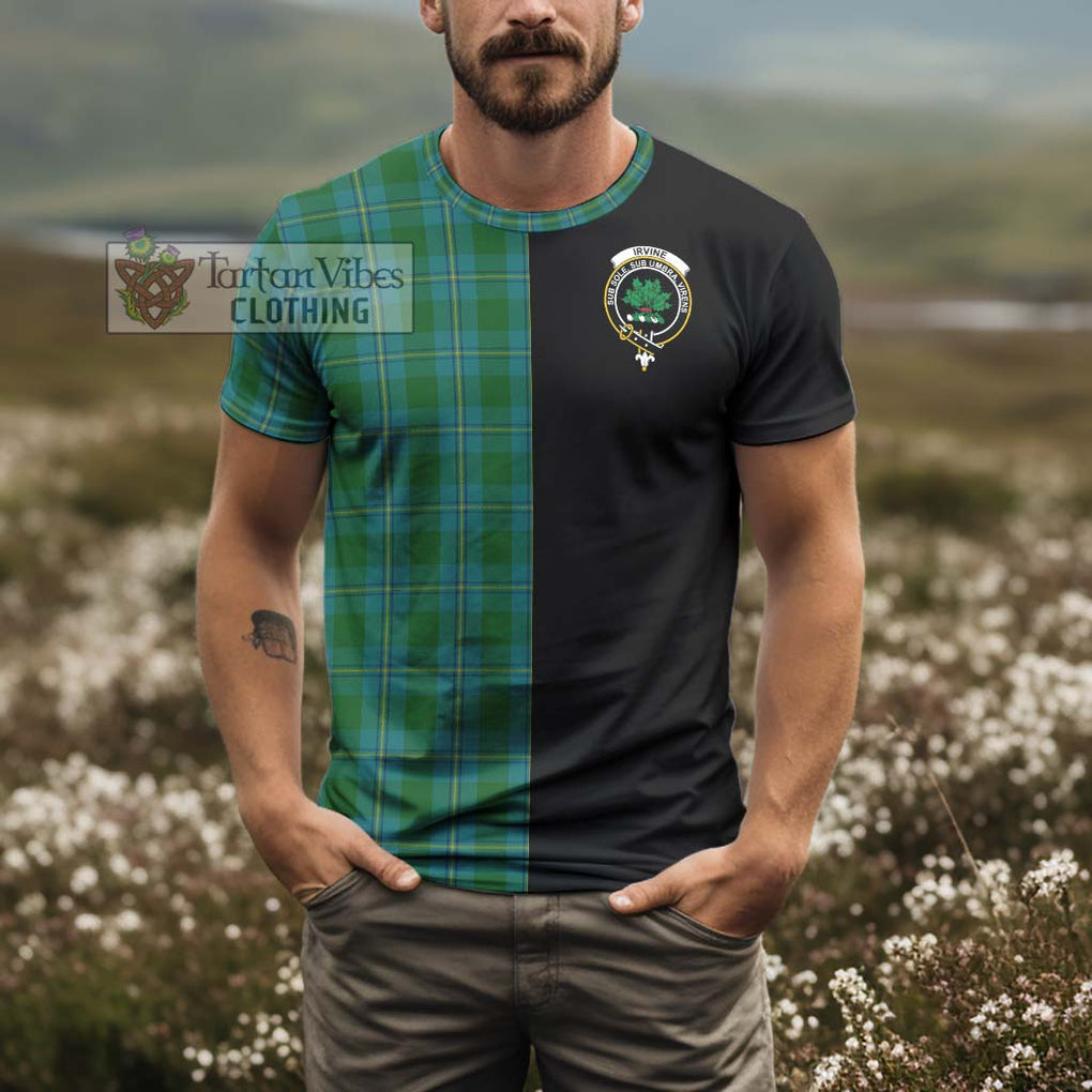 Irvine of Bonshaw Tartan T-Shirt with Family Crest and Half Of Me Style - Tartanvibesclothing Shop