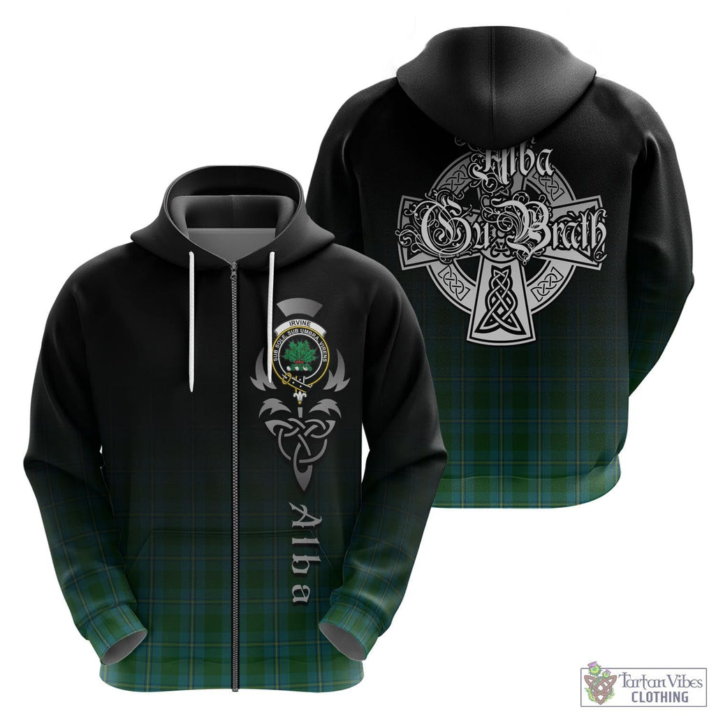 Tartan Vibes Clothing Irvine of Bonshaw Tartan Hoodie Featuring Alba Gu Brath Family Crest Celtic Inspired