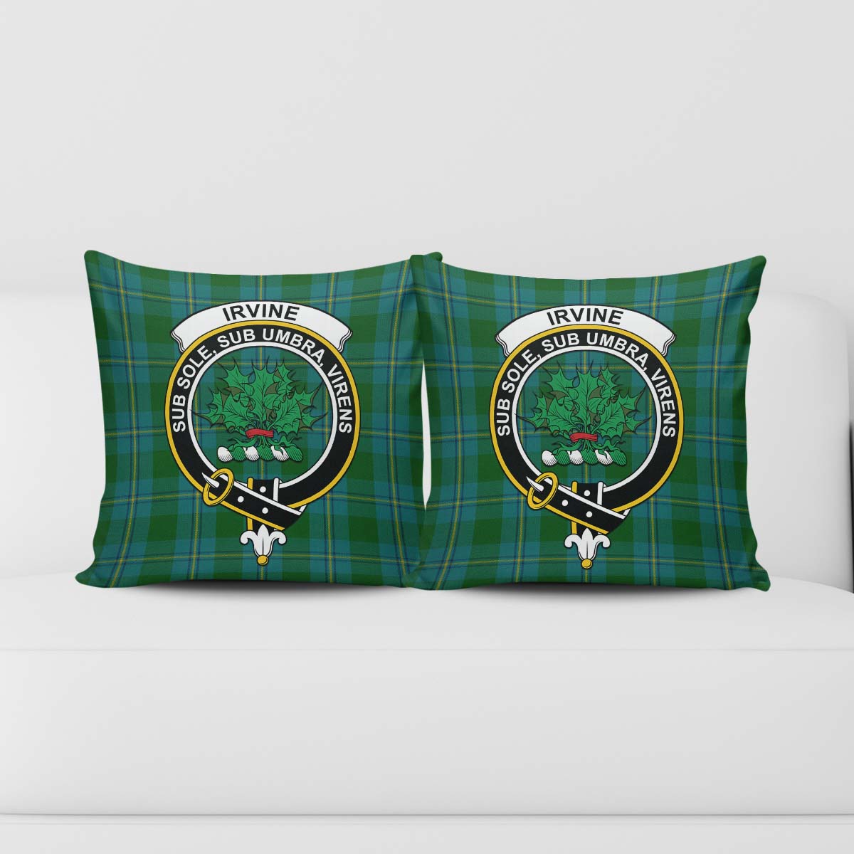 Irvine of Bonshaw Tartan Pillow Cover with Family Crest - Tartanvibesclothing