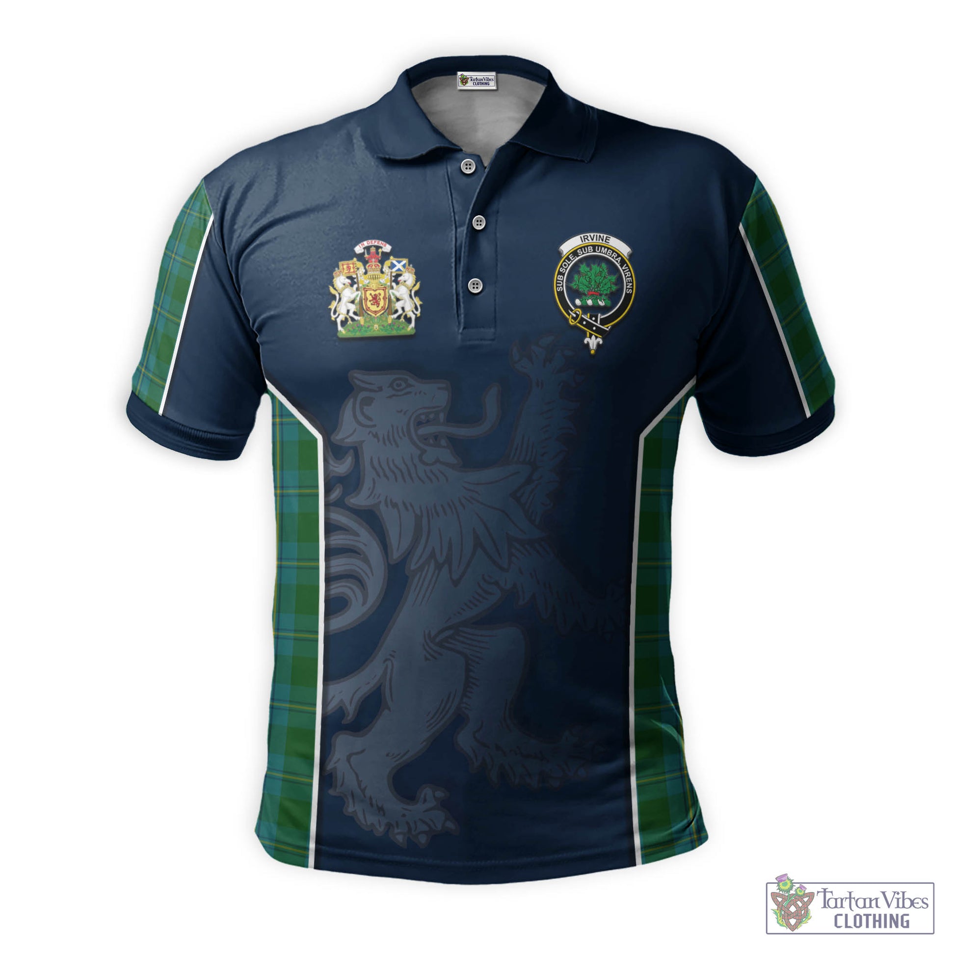 Tartan Vibes Clothing Irvine of Bonshaw Tartan Men's Polo Shirt with Family Crest and Lion Rampant Vibes Sport Style