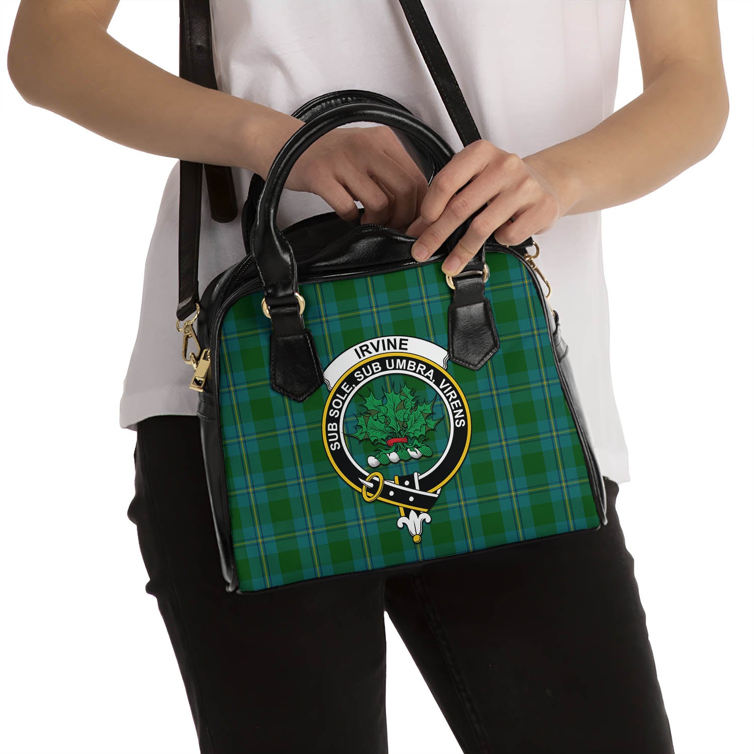 Irvine of Bonshaw Tartan Shoulder Handbags with Family Crest - Tartanvibesclothing