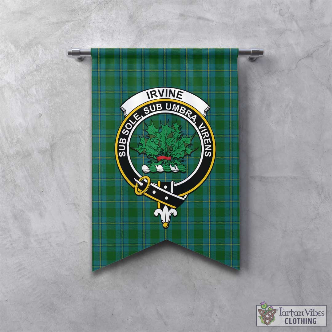 Tartan Vibes Clothing Irvine of Bonshaw Tartan Gonfalon, Tartan Banner with Family Crest