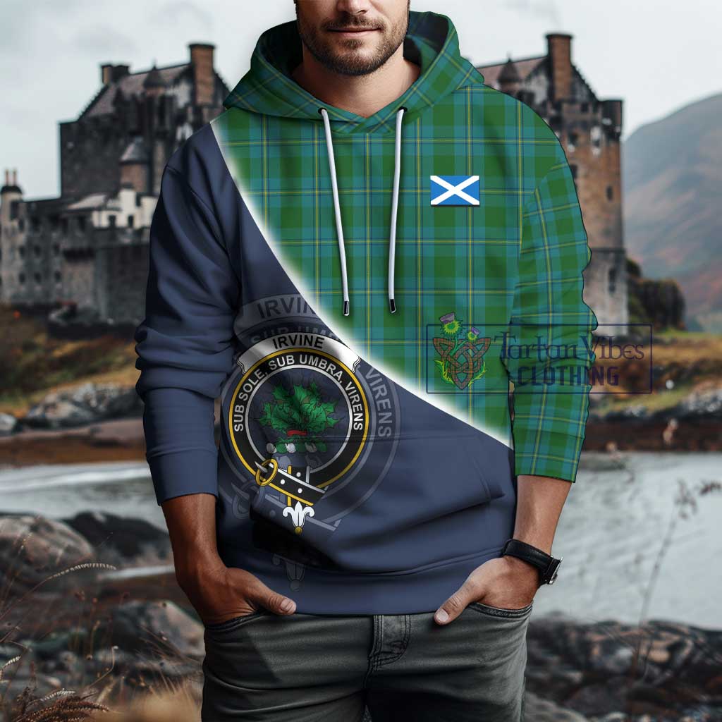 Tartan Vibes Clothing Irvine of Bonshaw Tartan Hoodie with Personalised National Flag and Family Crest Half Style