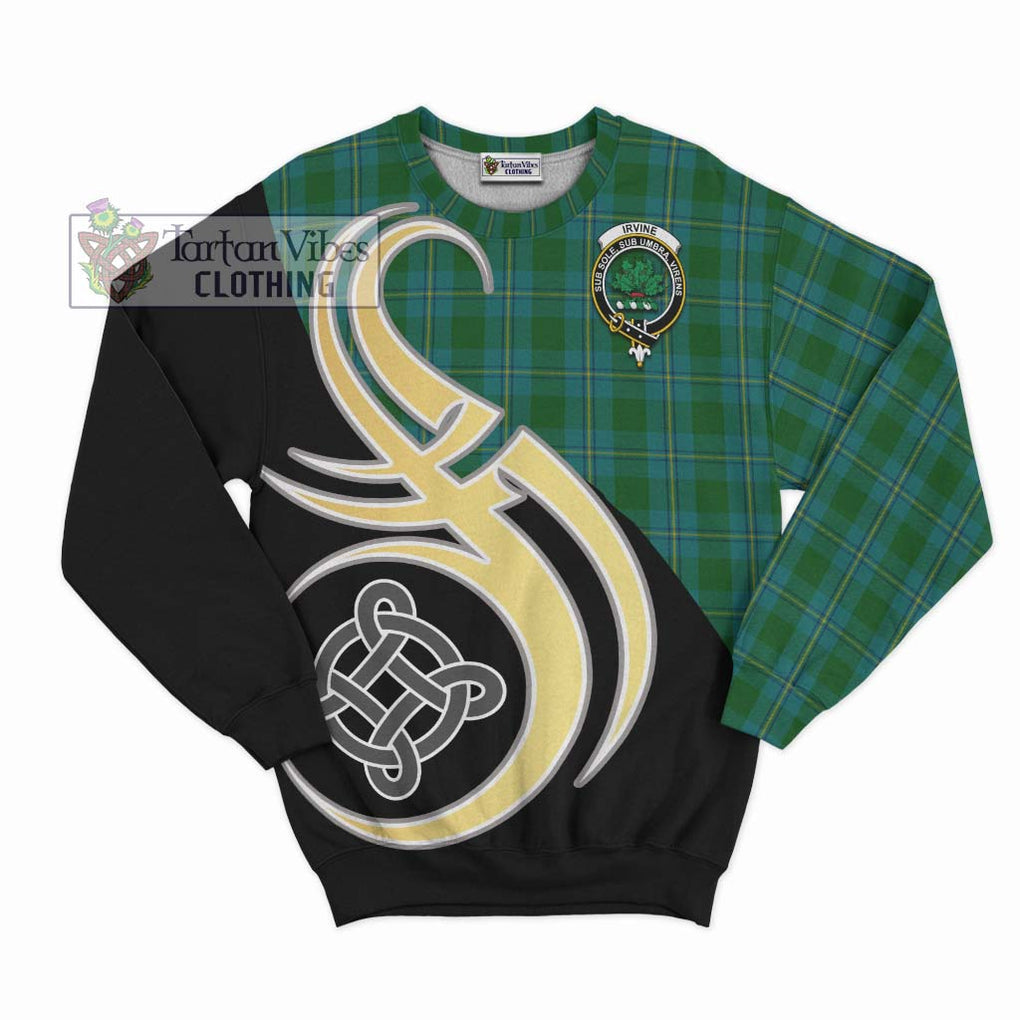 Irvine of Bonshaw Tartan Sweatshirt with Family Crest and Celtic Symbol Style - Tartan Vibes Clothing