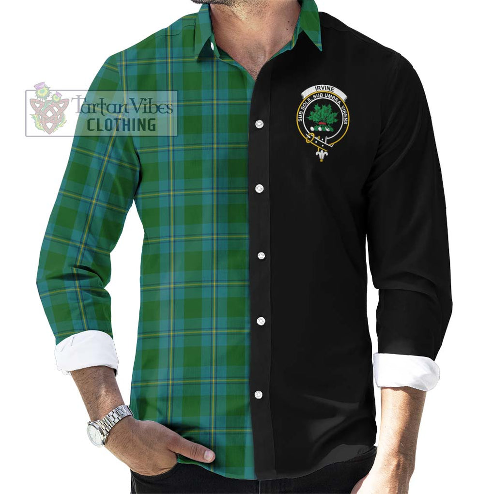 Irvine of Bonshaw Tartan Long Sleeve Button Shirt with Family Crest and Half Of Me Style - Tartanvibesclothing Shop