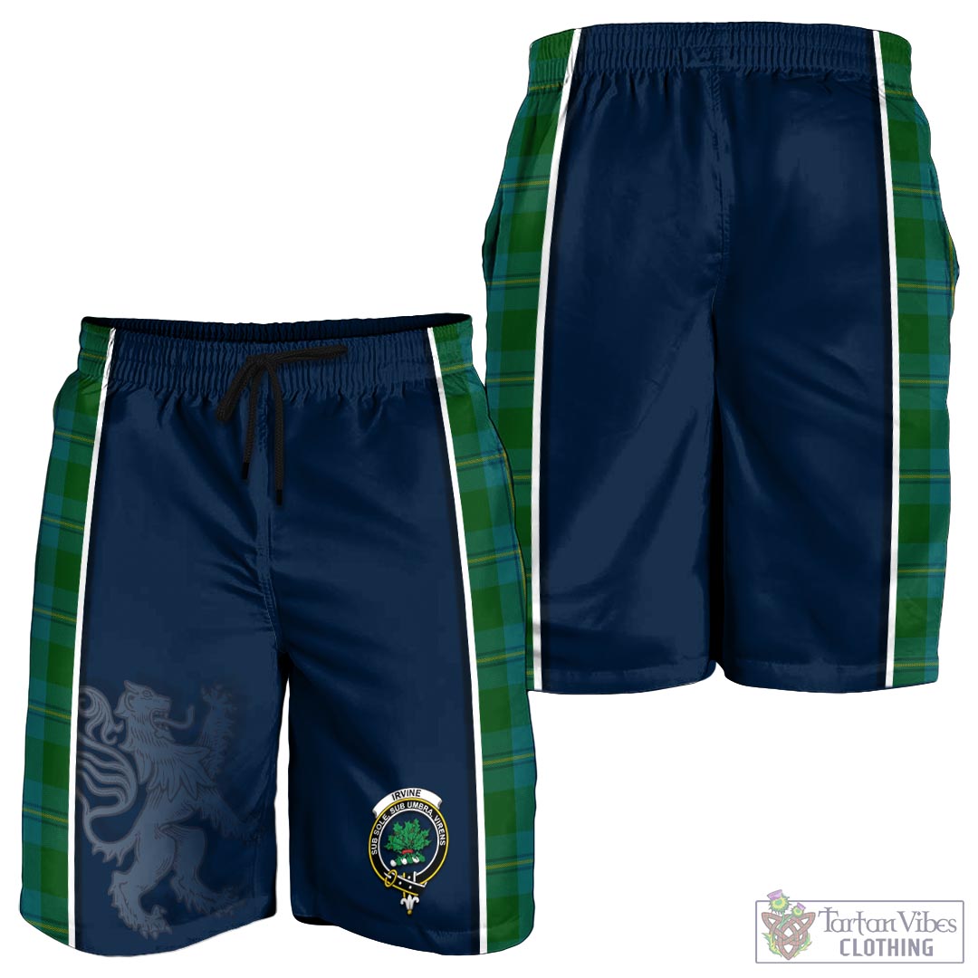 Tartan Vibes Clothing Irvine of Bonshaw Tartan Men's Shorts with Family Crest and Lion Rampant Vibes Sport Style