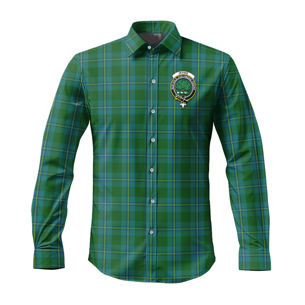 irvine-of-bonshaw-tartan-long-sleeve-button-up-shirt-with-family-crest