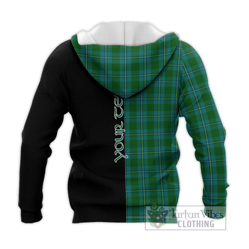 Irvine of Bonshaw Tartan Knitted Hoodie with Family Crest and Half Of Me Style - Tartanvibesclothing Shop