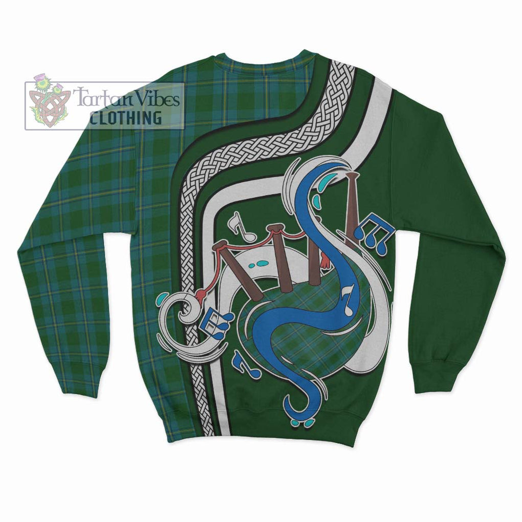 Tartan Vibes Clothing Irvine of Bonshaw Tartan Sweatshirt with Epic Bagpipe Style