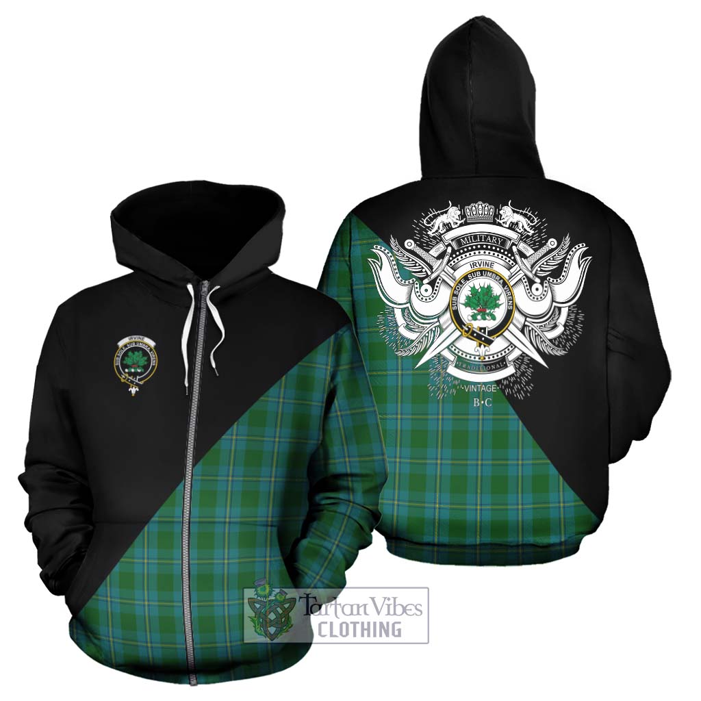 Tartan Vibes Clothing Irvine of Bonshaw Tartan Hoodie with Family Crest and Military Logo Style