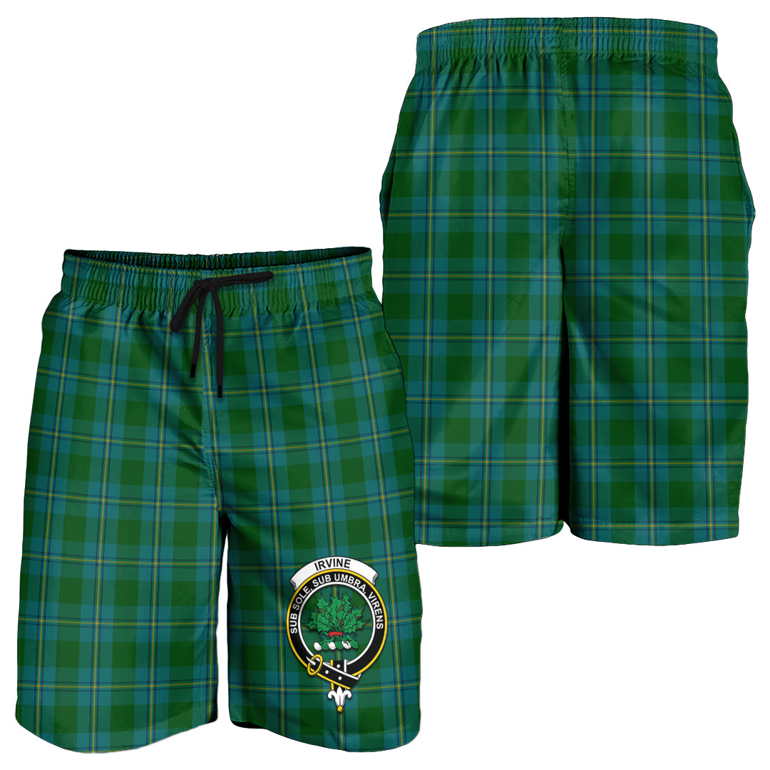 irvine-of-bonshaw-tartan-mens-shorts-with-family-crest