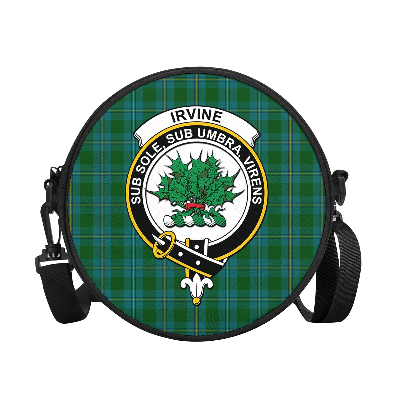 irvine-of-bonshaw-tartan-round-satchel-bags-with-family-crest