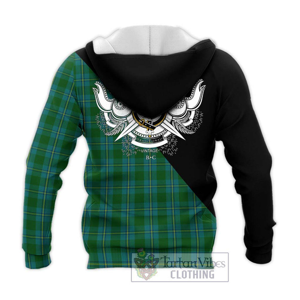 Irvine of Bonshaw Tartan Knitted Hoodie with Family Crest and Military Logo Style - Tartanvibesclothing Shop