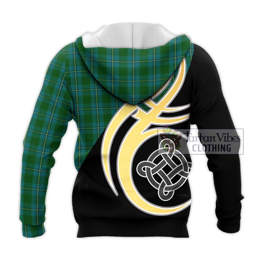 Irvine of Bonshaw Tartan Knitted Hoodie with Family Crest and Celtic Symbol Style - Tartan Vibes Clothing