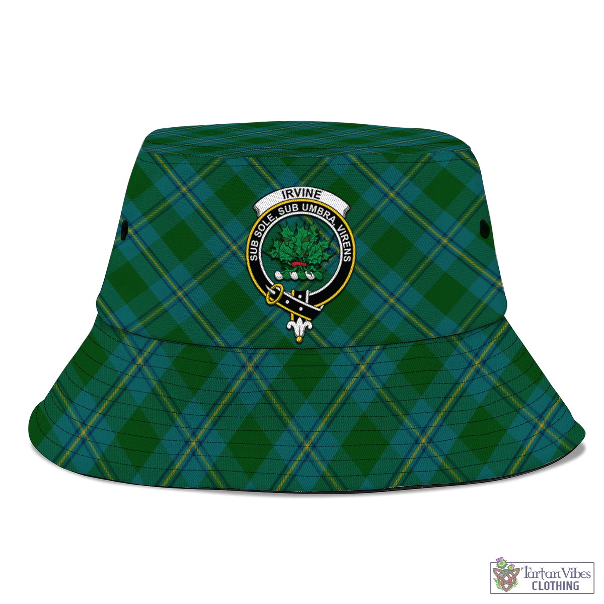 Tartan Vibes Clothing Irvine of Bonshaw Tartan Bucket Hat with Family Crest